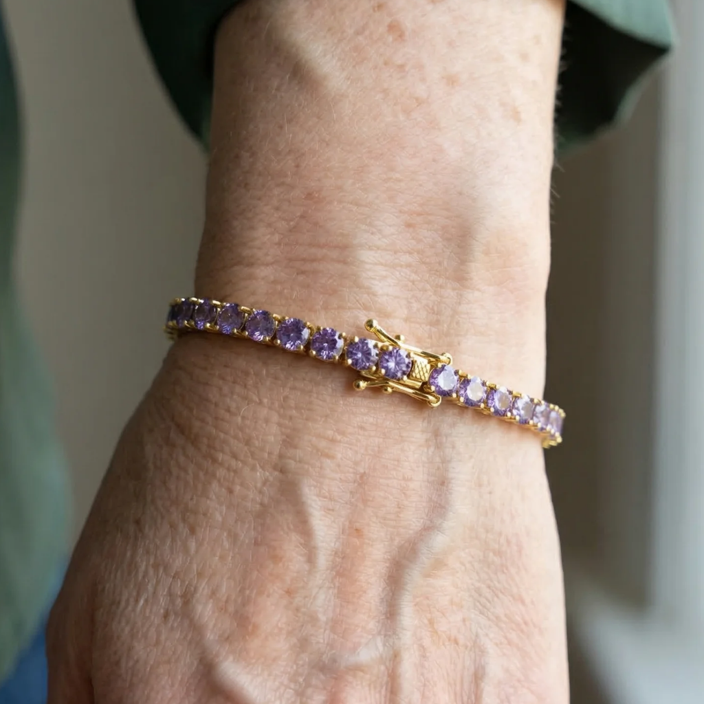 Ametyst Tennisarmbånd | Guld