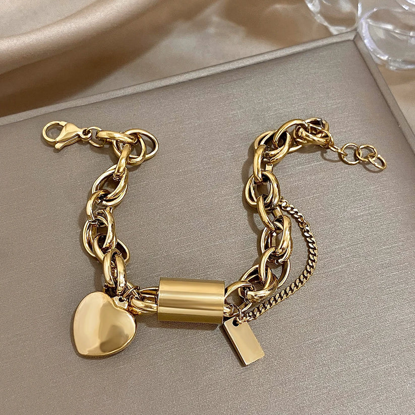 Heartened Chunky Armbånd | Guld